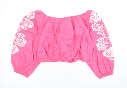 Womens UK Size 22 Marks and Spencer Pink Cropped Blouse