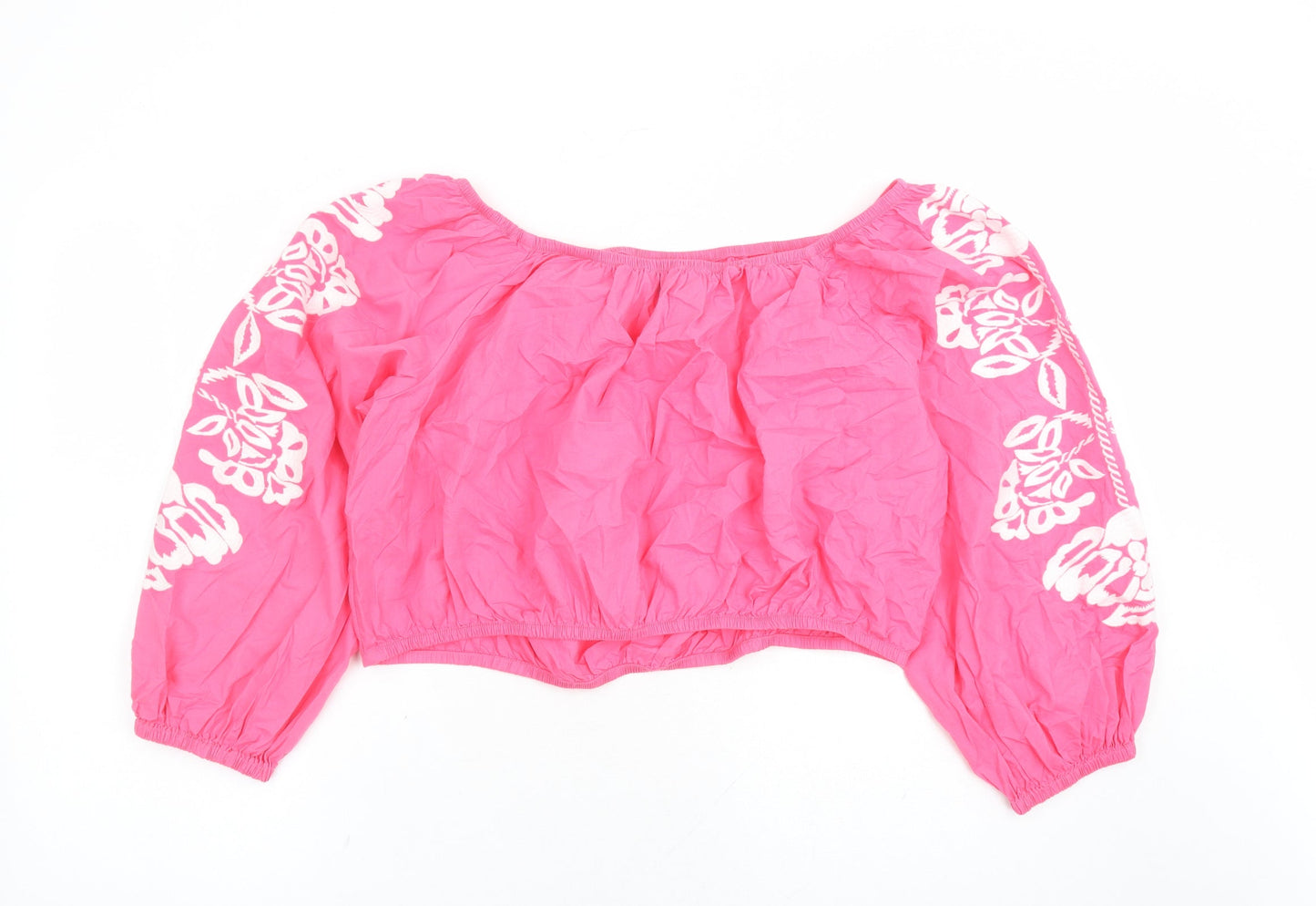 Womens UK Size 22 Marks and Spencer Pink Cropped Blouse