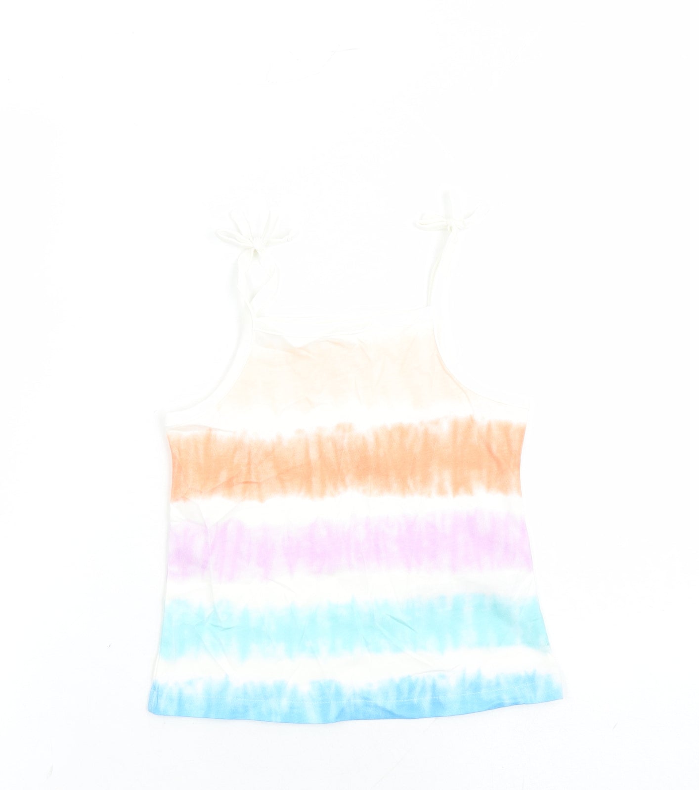 Marks and Spencer Girls Multicoloured Cotton Camisole Tank Size 3-4 Years Square Neck Tie - Tie Dye Effect