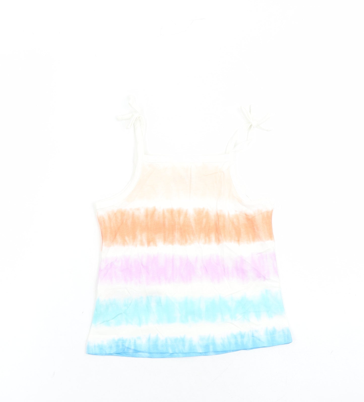 Marks and Spencer Girls Multicoloured Cotton Camisole Tank Size 3-4 Years Square Neck Tie - Tie Dye Effect