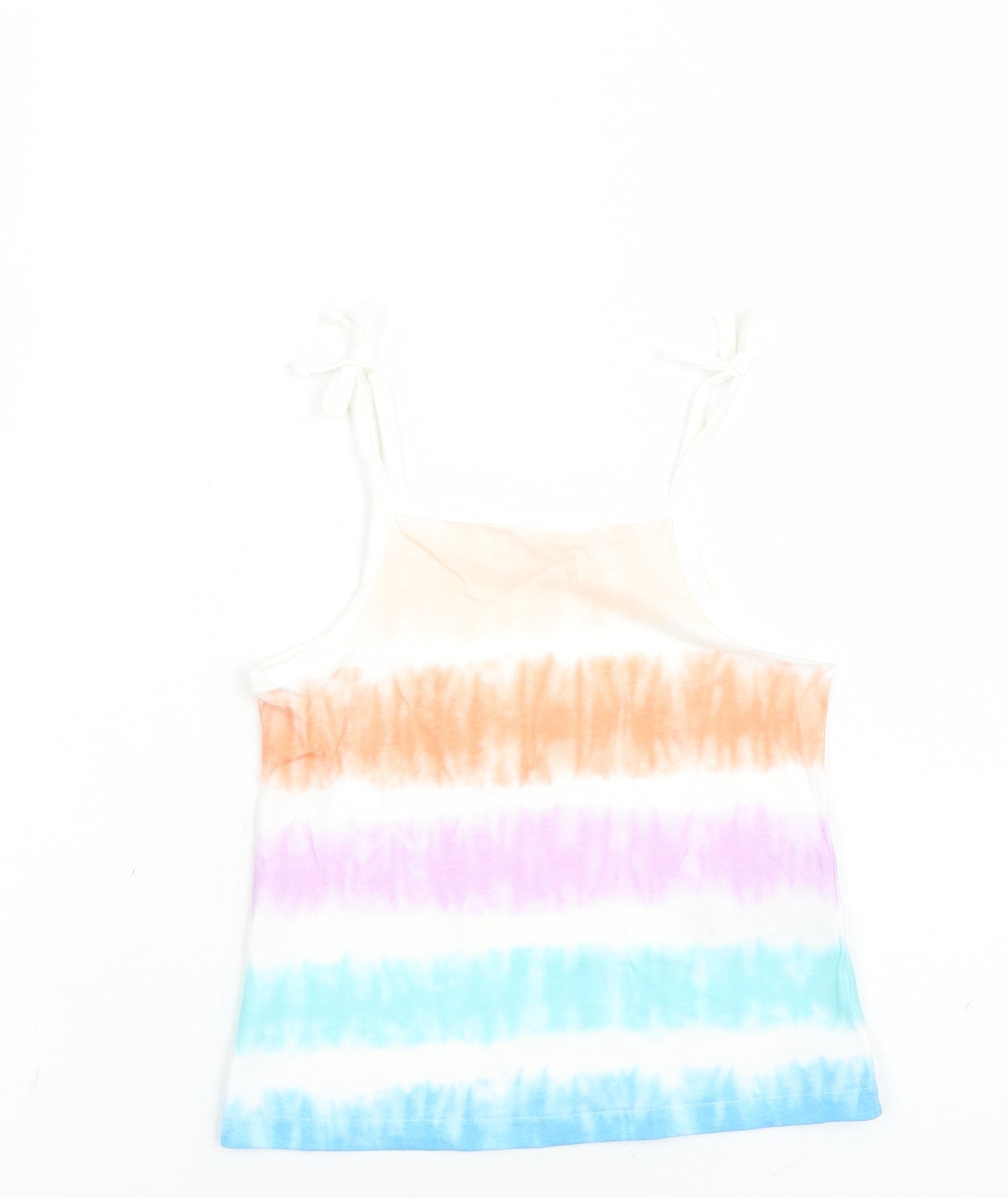 Marks and Spencer Girls Multicoloured Cotton Camisole Tank Size 2-3 Years Square Neck Tie - Tie Dye Effect