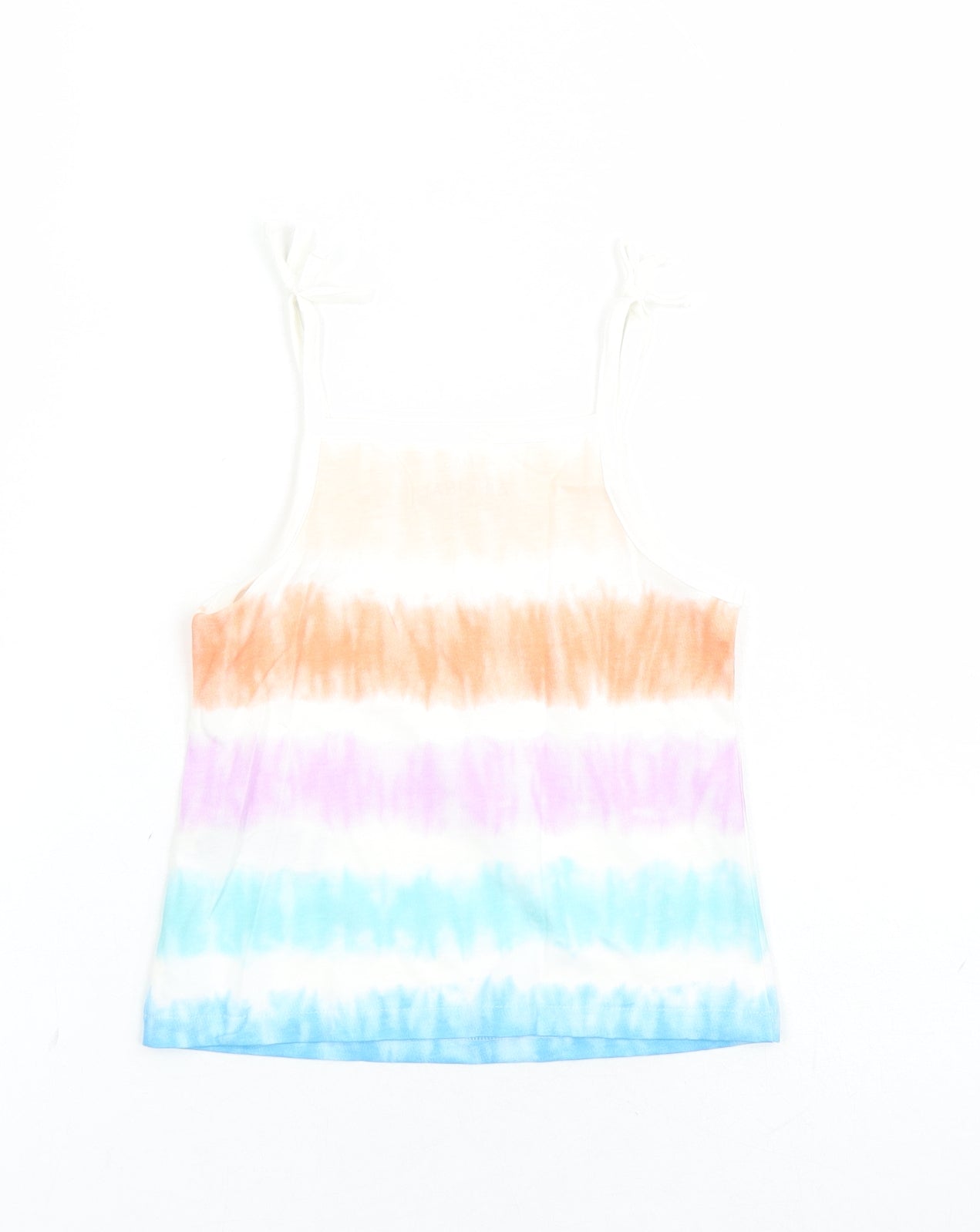 Marks and Spencer Girls Multicoloured Cotton Camisole Tank Size 2-3 Years Square Neck Tie - Tie Dye Effect