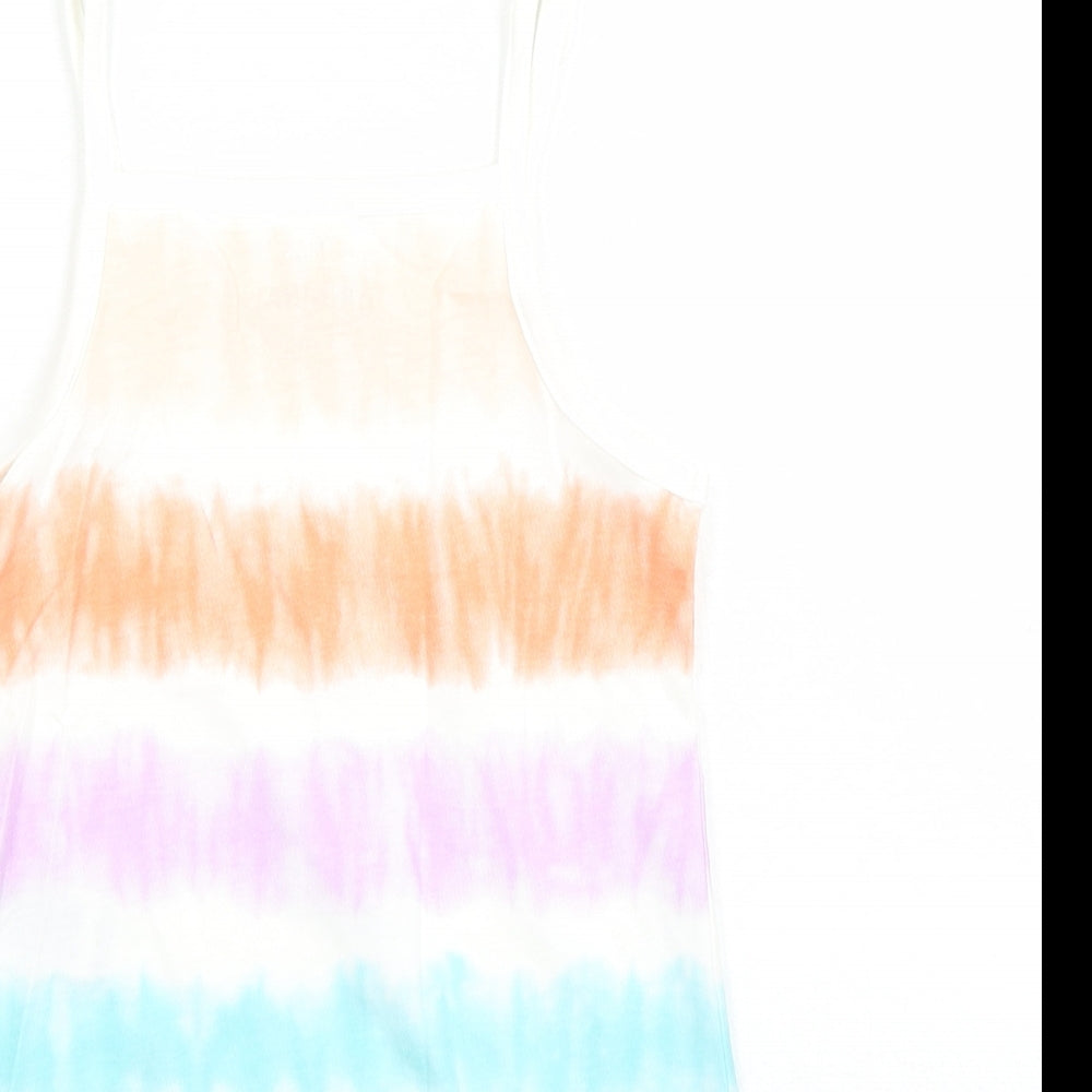 Marks and Spencer Girls Multicoloured Cotton Camisole Tank Size 2-3 Years Square Neck Tie - Tie Dye Effect