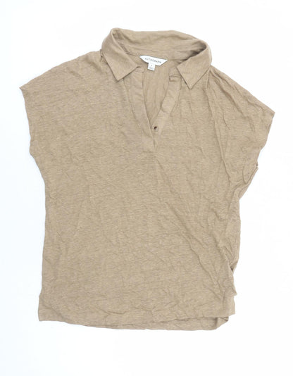 Autograph Womens Brown Flax Basic Polo Size 6 Collared