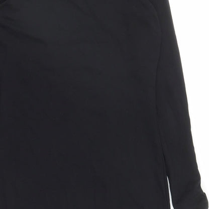 Simple Womens Black Polyester A-Line Size L Boat Neck Pullover - Lined