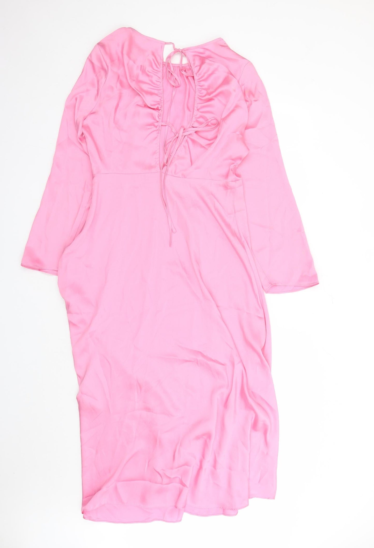 Marks and Spencer Womens Pink Polyester A-Line Size 12 Round Neck Zip