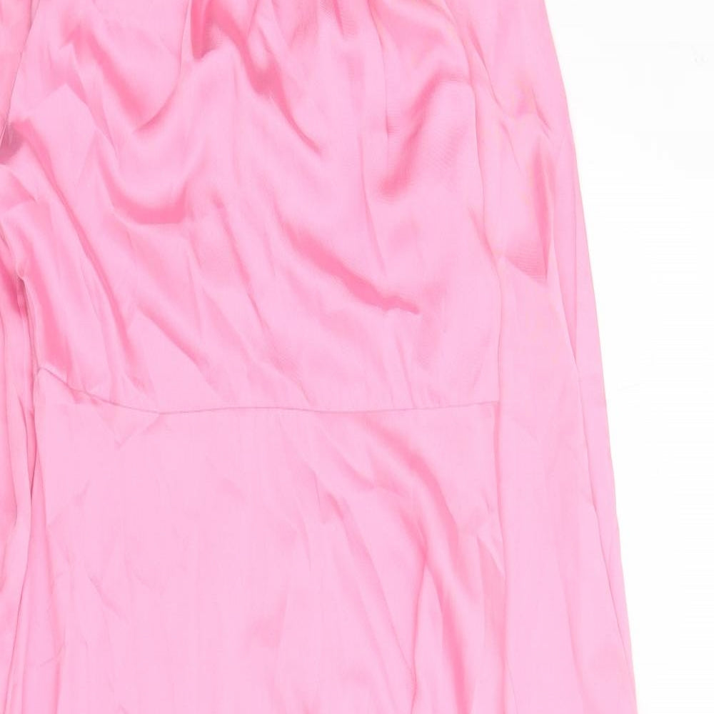 Marks and Spencer Womens Pink Polyester A-Line Size 12 Round Neck Zip