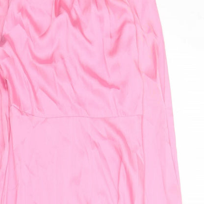 Marks and Spencer Womens Pink Polyester A-Line Size 12 Round Neck Zip