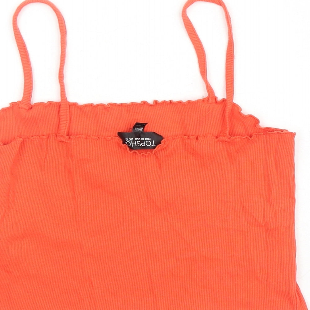 Womens UK Size 12 Topshop Red Cropped Tank