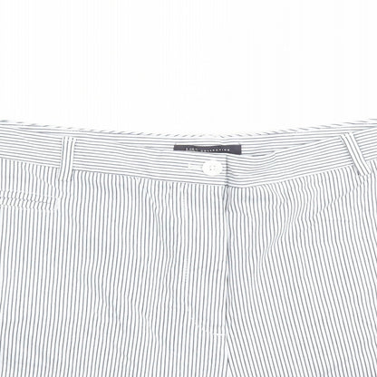 Marks and Spencer Womens Blue Striped Cotton Chino Shorts Size 22 L5 in Regular Zip
