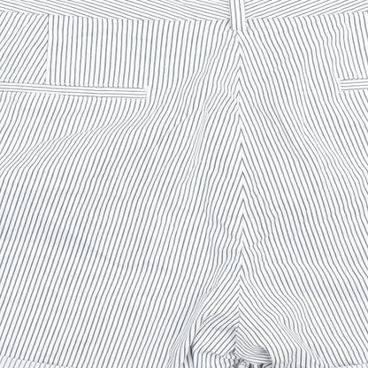 Marks and Spencer Womens Blue Striped Cotton Chino Shorts Size 22 L5 in Regular Zip