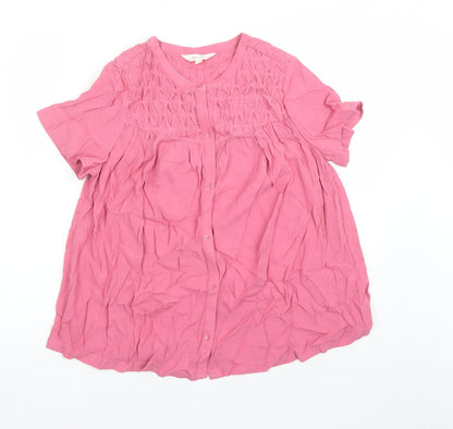 Womens UK Size 6 Per Una Pink Basic Button-Up