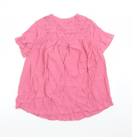 Womens UK Size 6 Per Una Pink Basic Button-Up
