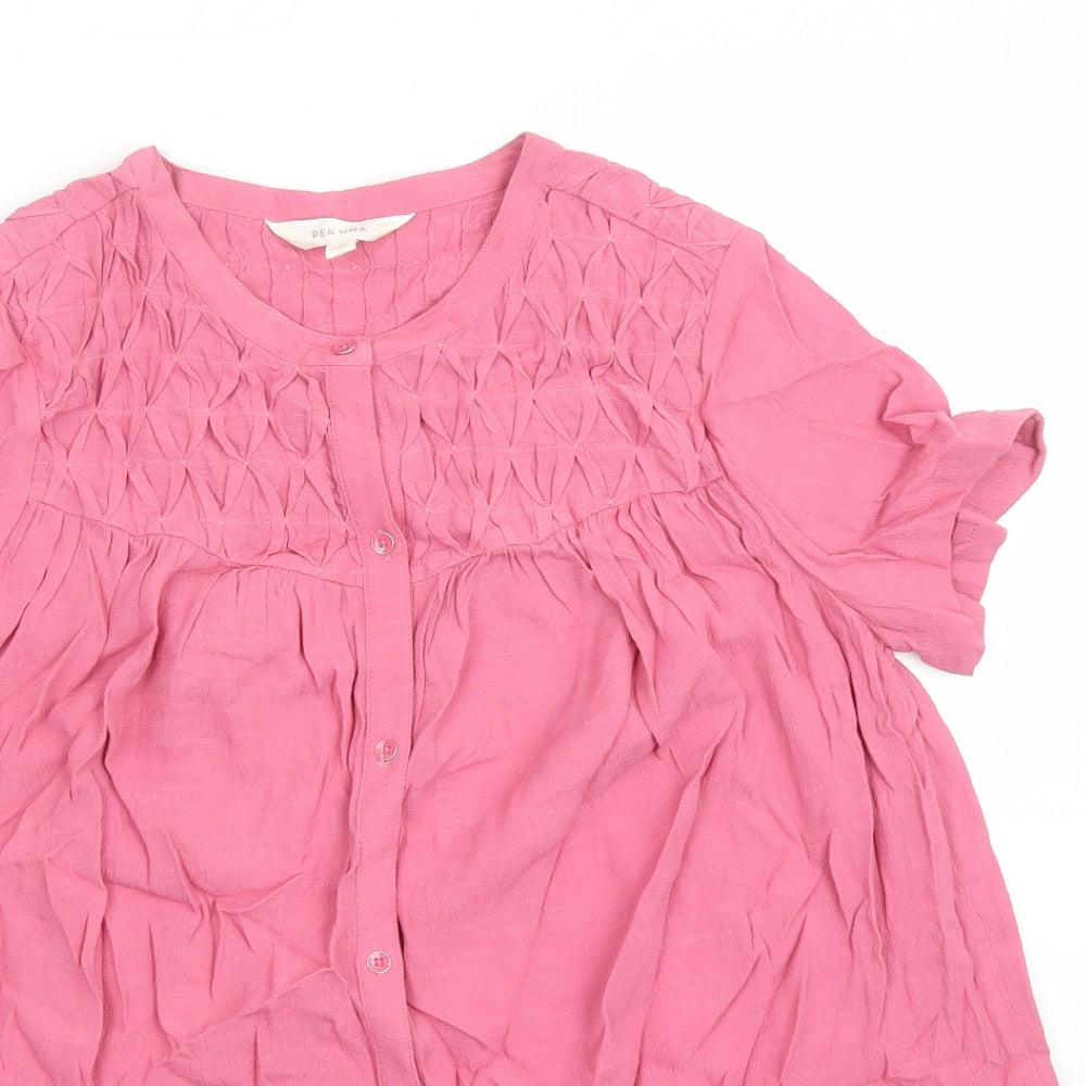 Womens UK Size 6 Per Una Pink Basic Button-Up