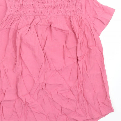 Womens UK Size 6 Per Una Pink Basic Button-Up