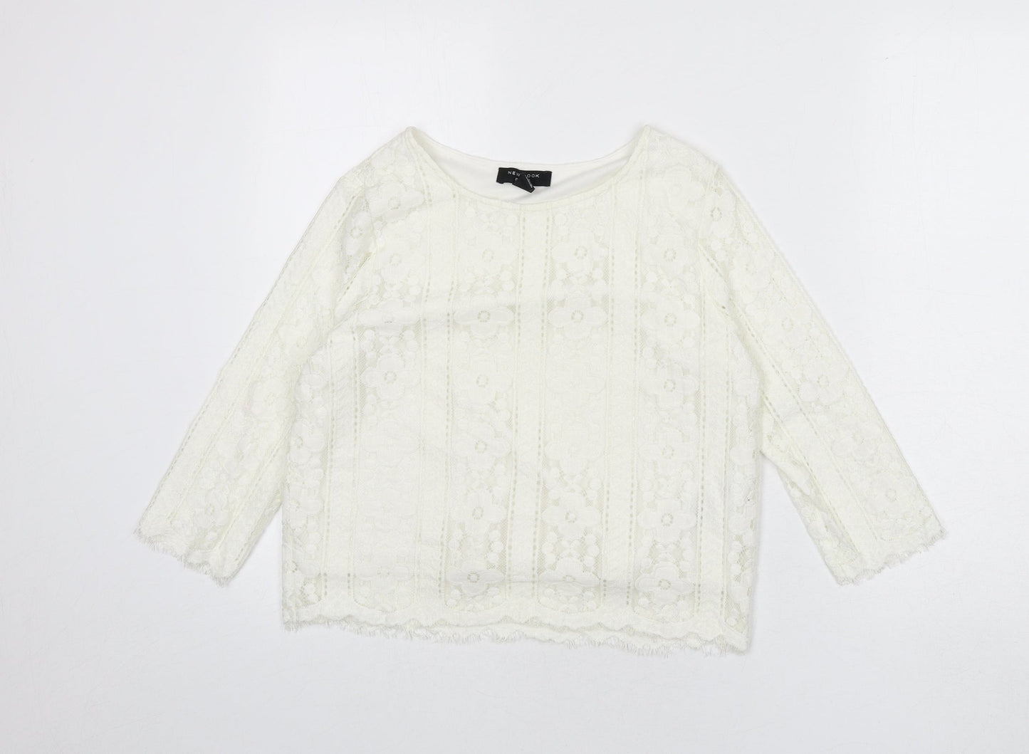Womens UK Size 6 New Look Ivory Cropped Blouse
