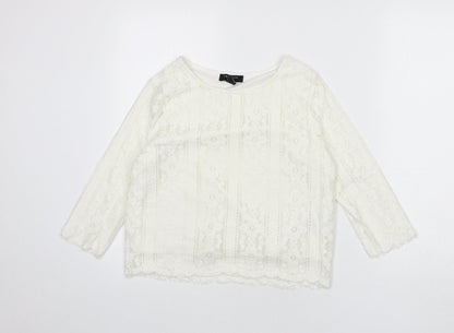 Womens UK Size 6 New Look Ivory Cropped Blouse