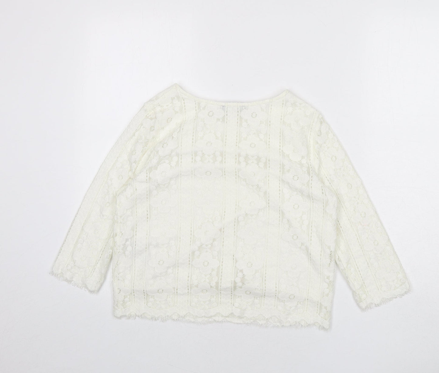 Womens UK Size 6 New Look Ivory Cropped Blouse