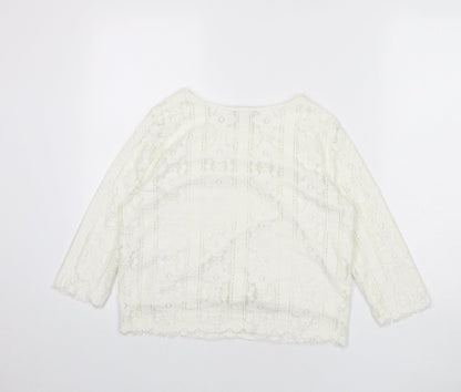 Womens UK Size 6 New Look Ivory Cropped Blouse