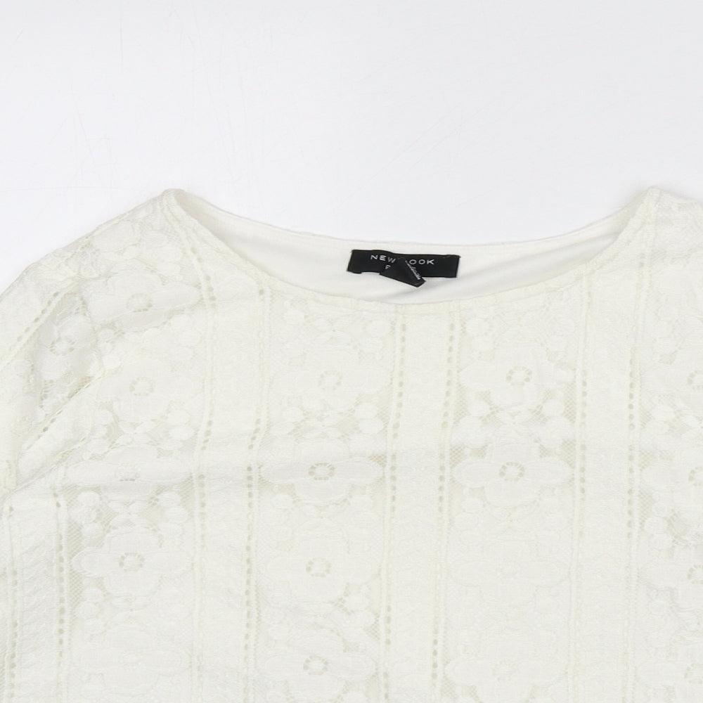 Womens UK Size 6 New Look Ivory Cropped Blouse