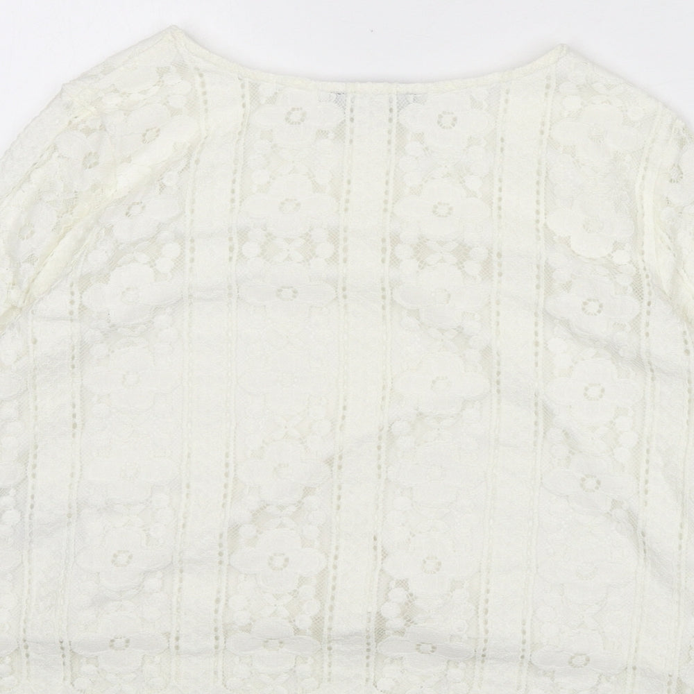 Womens UK Size 6 New Look Ivory Cropped Blouse