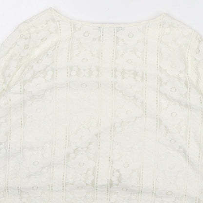 Womens UK Size 6 New Look Ivory Cropped Blouse
