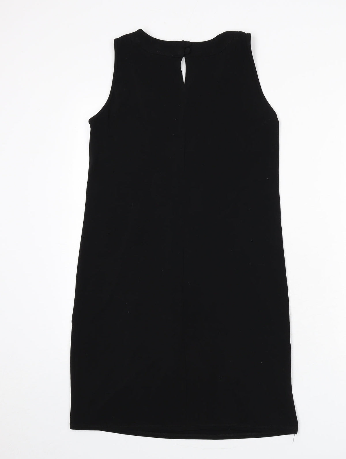 Wallis Womens Black Polyester Sheath Size 10 Round Neck Button - Beaded Detail