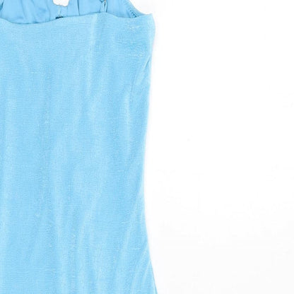 Oh Polly Womens Blue Polyester Mini Size 8 Halter Pullover - Cut Out Detail