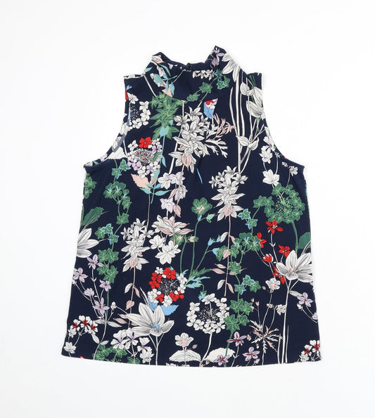 Warehouse Womens Multicoloured Floral Polyester Basic Tank Size 10 Mock Neck