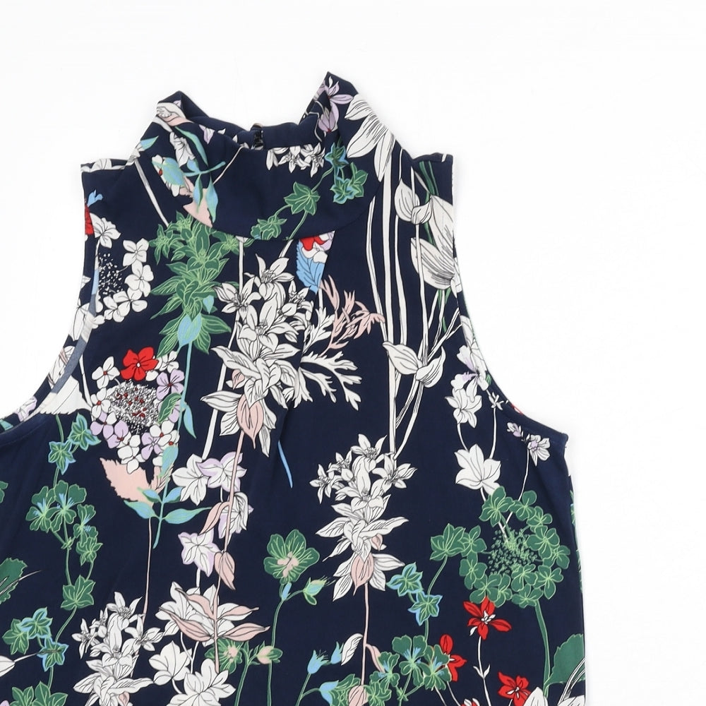 Warehouse Womens Multicoloured Floral Polyester Basic Tank Size 10 Mock Neck