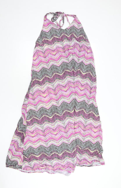 Very Womens Multicoloured Geometric Viscose A-Line Size 12 Halter Tie - Zig Zag Pattern