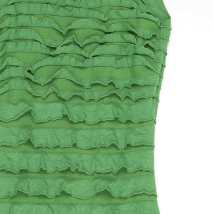 Studio M Womens Green Polyester A-Line Size XS Scoop Neck Pullover - Frills