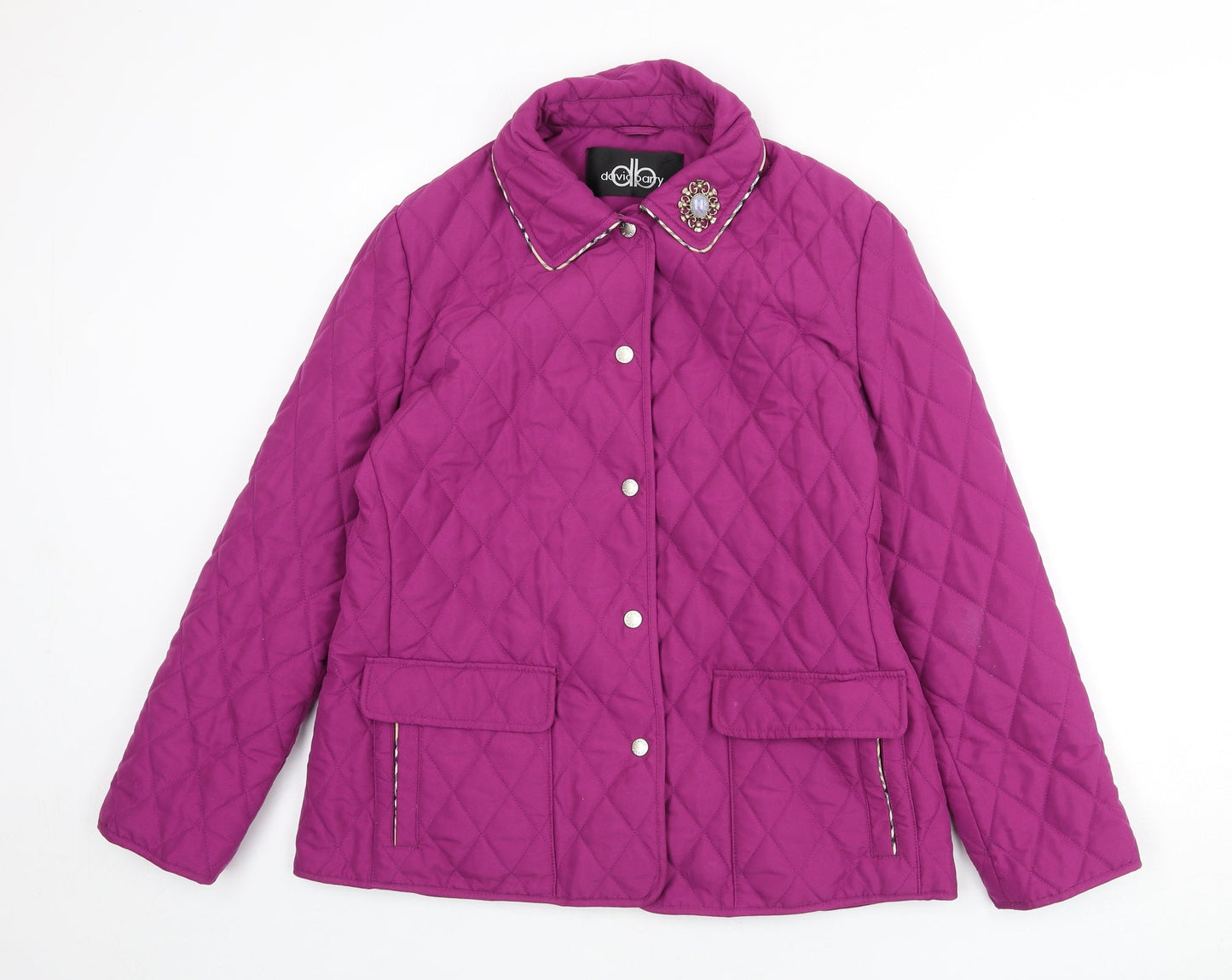 Womens UK Size 12 David Barry Purple Quilted Coat
