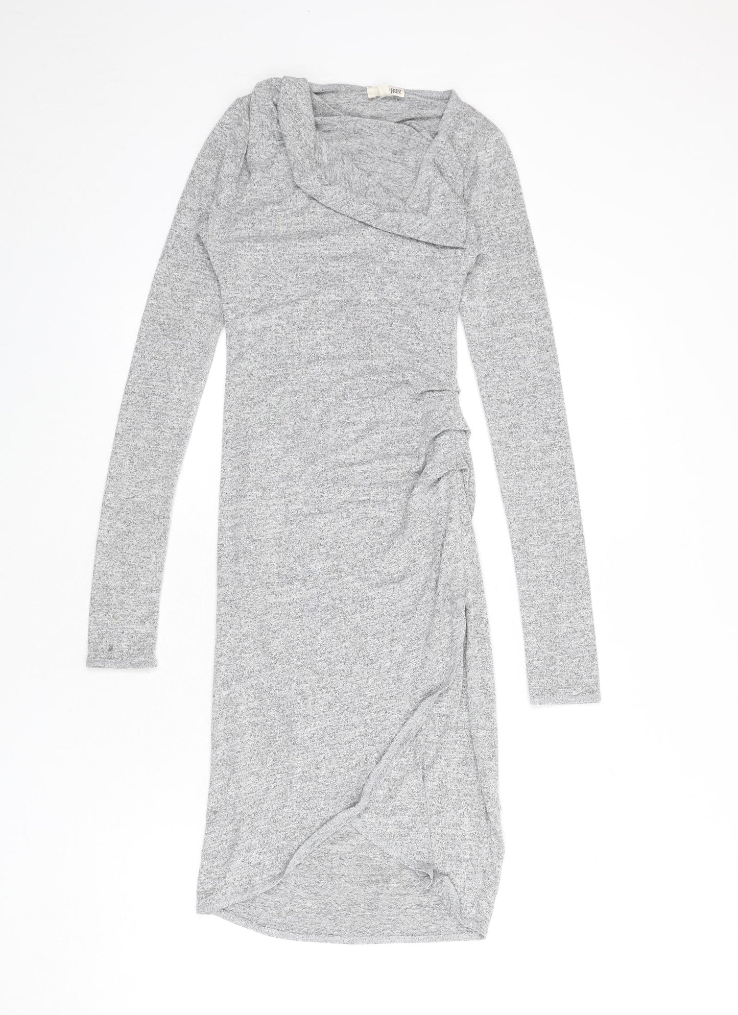 Wilfred Free Womens Grey Viscose Bodycon Size XS V-Neck Pullover - Ruched