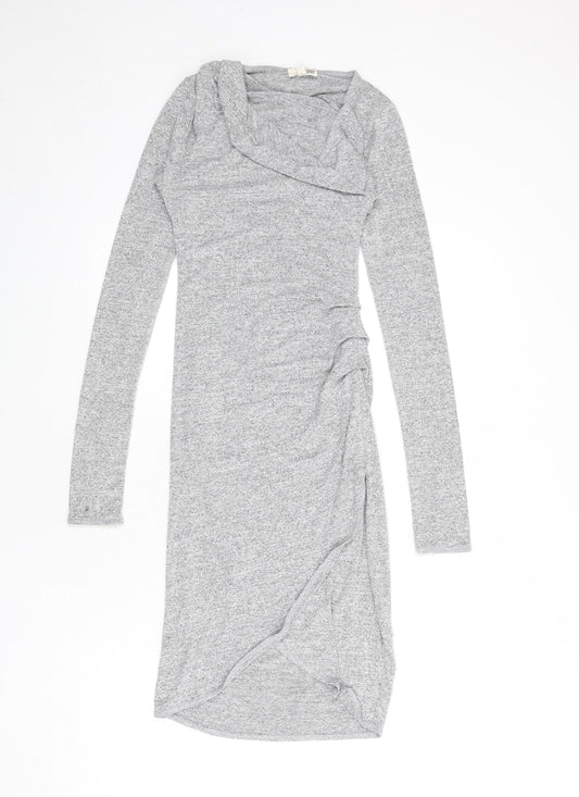 Wilfred Free Womens Grey Viscose Bodycon Size XS V-Neck Pullover - Ruched