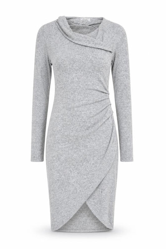 Wilfred Free Womens Grey Viscose Bodycon Size XS V-Neck Pullover - Ruched