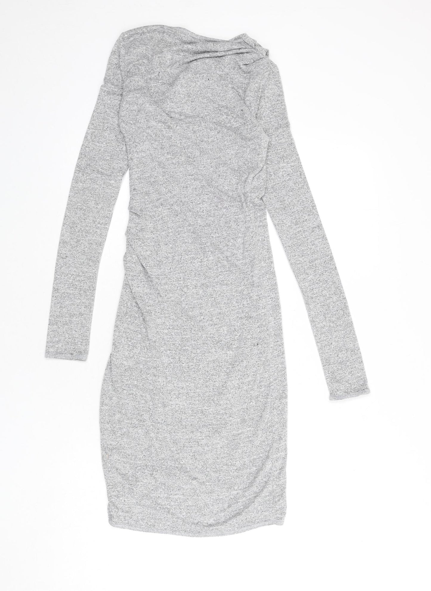 Wilfred Free Womens Grey Viscose Bodycon Size XS V-Neck Pullover - Ruched