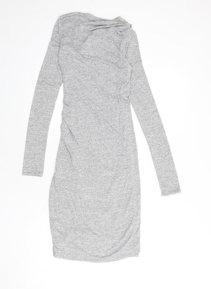 Wilfred Free Womens Grey Viscose Bodycon Size XS V-Neck Pullover - Ruched