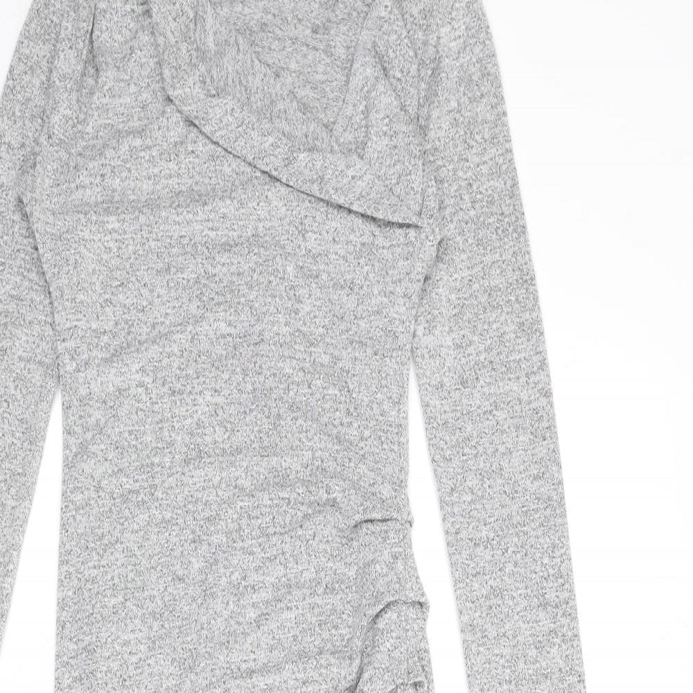 Wilfred Free Womens Grey Viscose Bodycon Size XS V-Neck Pullover - Ruched