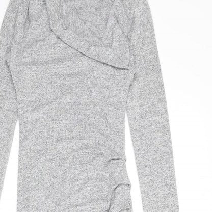 Wilfred Free Womens Grey Viscose Bodycon Size XS V-Neck Pullover - Ruched