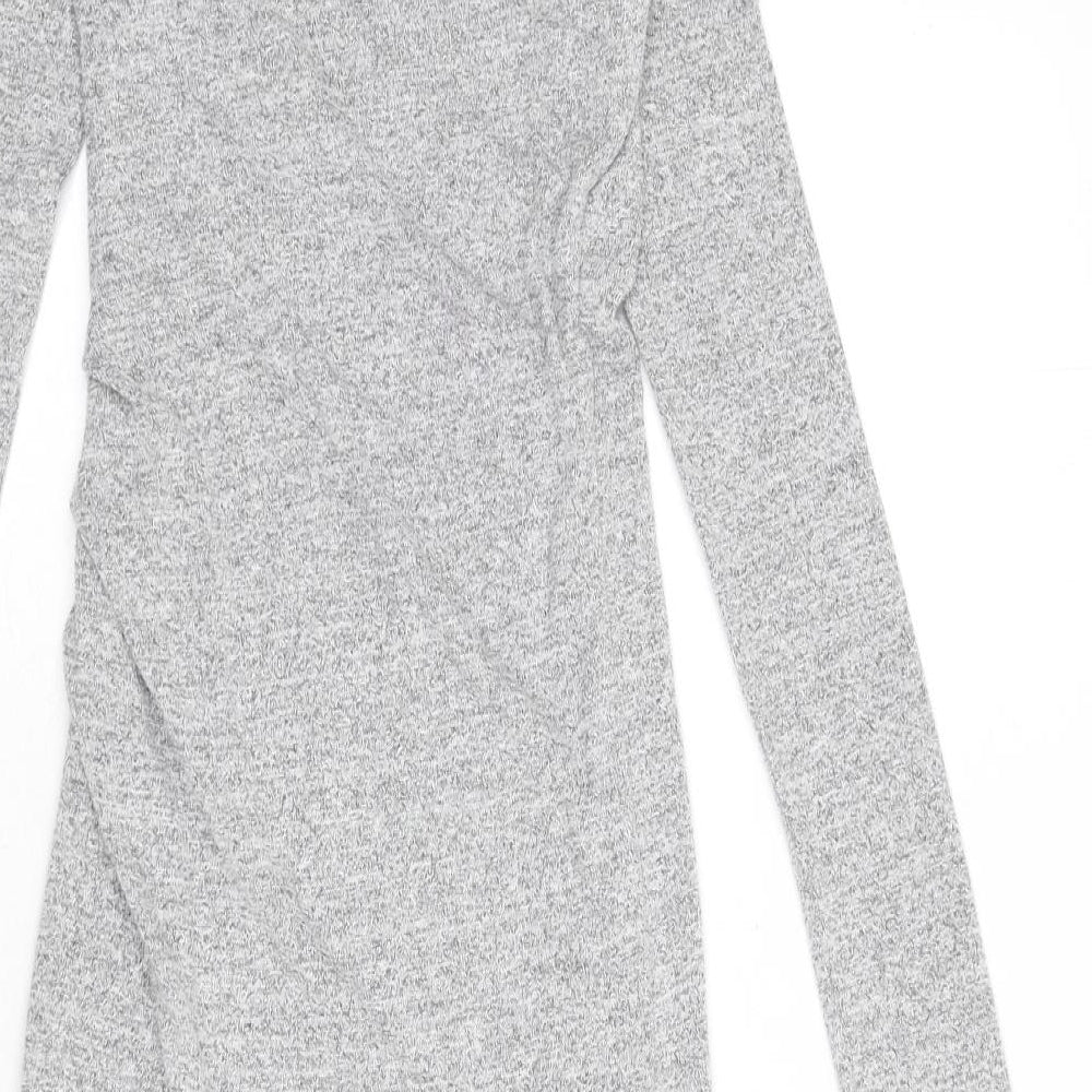 Wilfred Free Womens Grey Viscose Bodycon Size XS V-Neck Pullover - Ruched