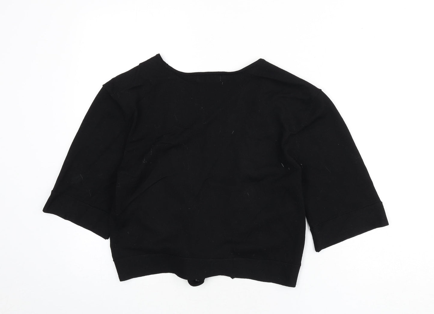 The Stock Shop Womens Black V-Neck Viscose Shrug Jumper Size L - Cropped, Tie Front