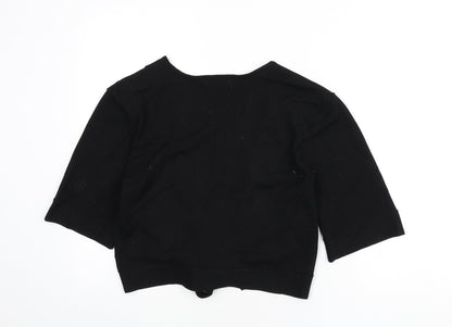 The Stock Shop Womens Black V-Neck Viscose Shrug Jumper Size L - Cropped, Tie Front