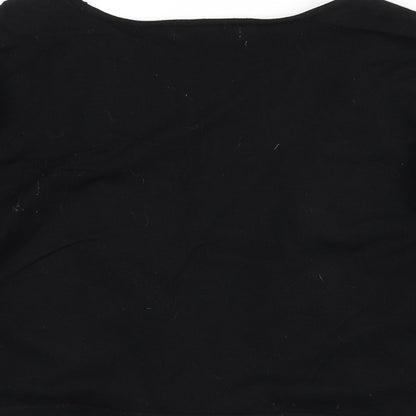The Stock Shop Womens Black V-Neck Viscose Shrug Jumper Size L - Cropped, Tie Front