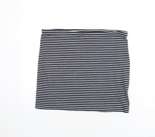 H&M Womens Blue Striped Cotton Bandage Skirt Size L