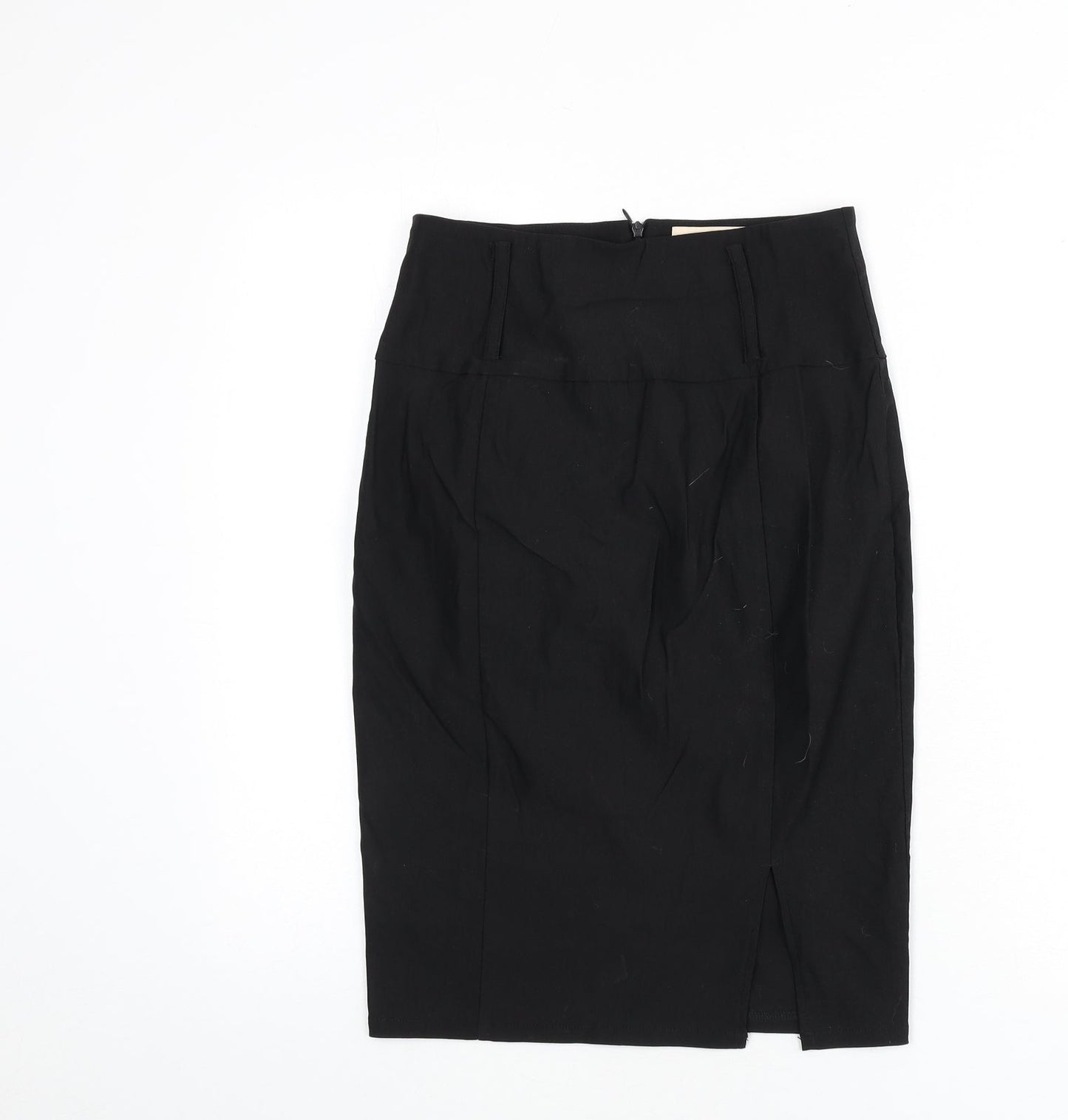 Belle Poque Womens Black Viscose Straight & Pencil Skirt Size S Zip - Slit