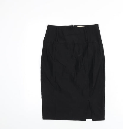 Belle Poque Womens Black Viscose Straight & Pencil Skirt Size S Zip - Slit