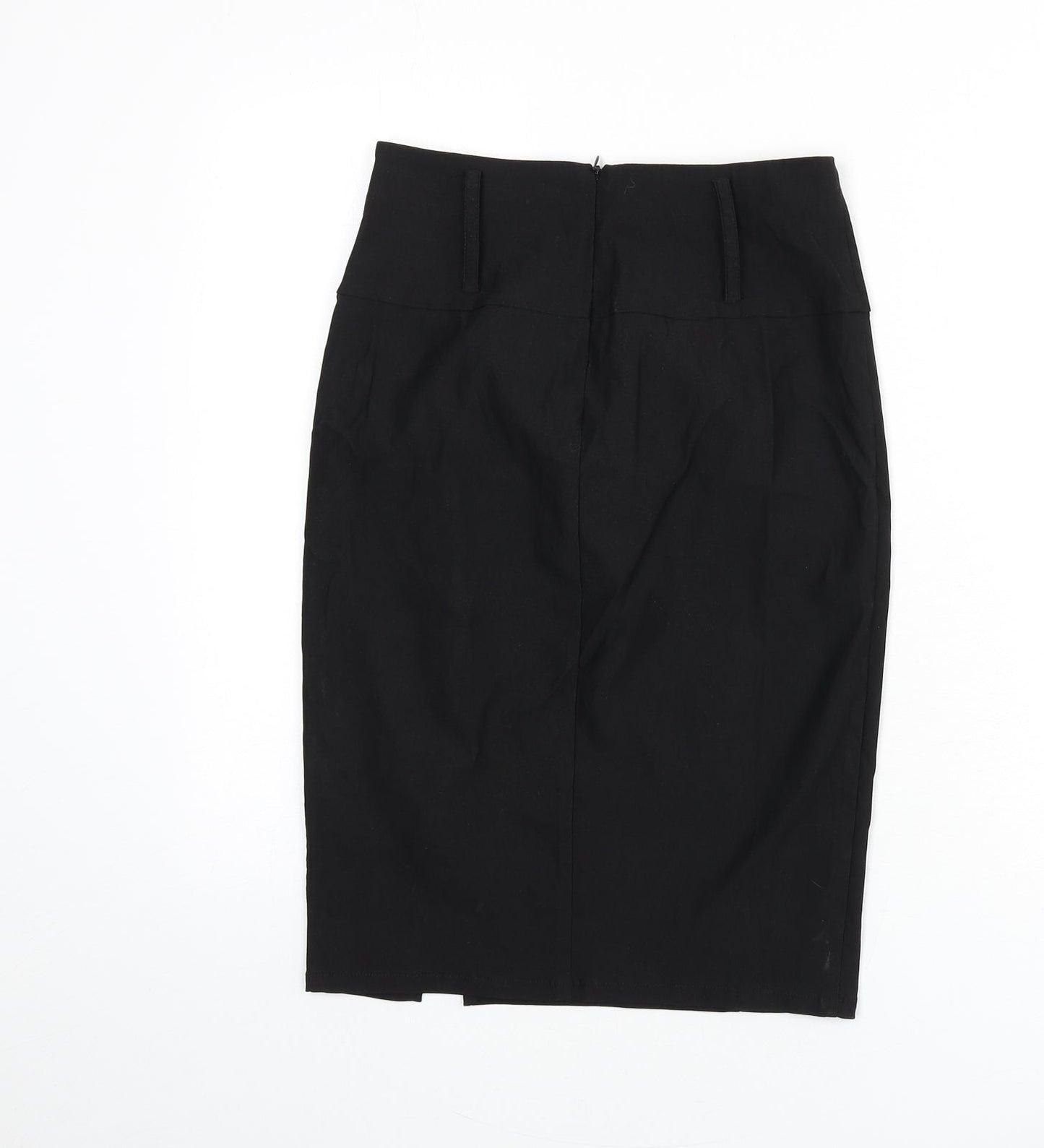 Belle Poque Womens Black Viscose Straight & Pencil Skirt Size S Zip - Slit
