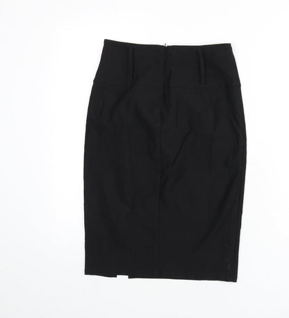 Belle Poque Womens Black Viscose Straight & Pencil Skirt Size S Zip - Slit