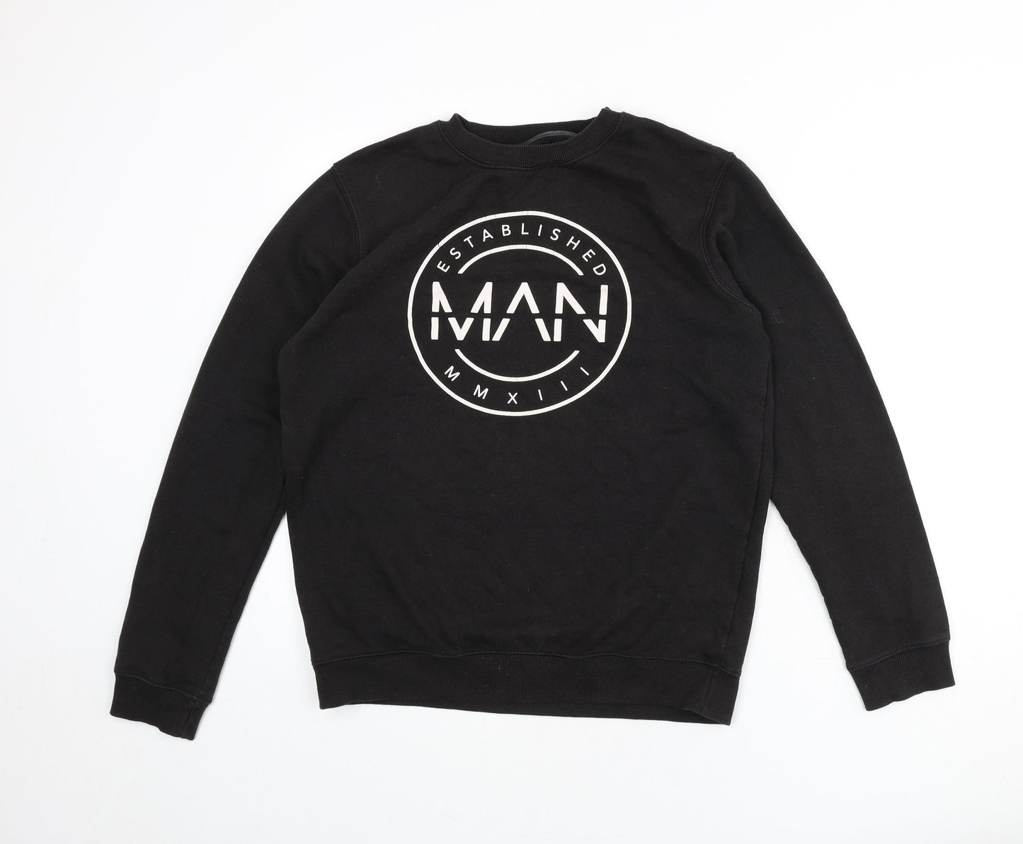 Mens UK Size L Boohoo Black Pullover Sweatshirt
